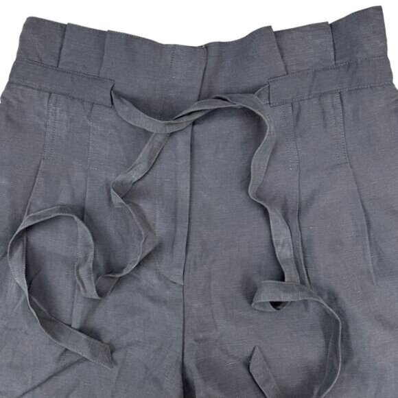 NWT CLUB MONACO Anreannah Paperbag Waist Linen Blend Shorts In Ebony Size 00 - Picture 6 of 8